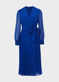 Evelyn Pleated Dress, Cobalt Blue, hi-res