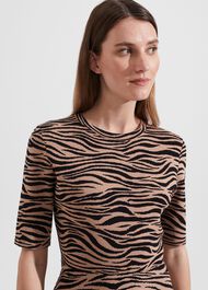 Madison Knitted Dress, Black Camel, hi-res