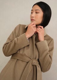 Petite Livia Wool Wrap Coat, Neutral, hi-res
