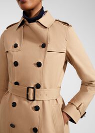 Skylar Shower Resistant Trench Coat, Tan, hi-res