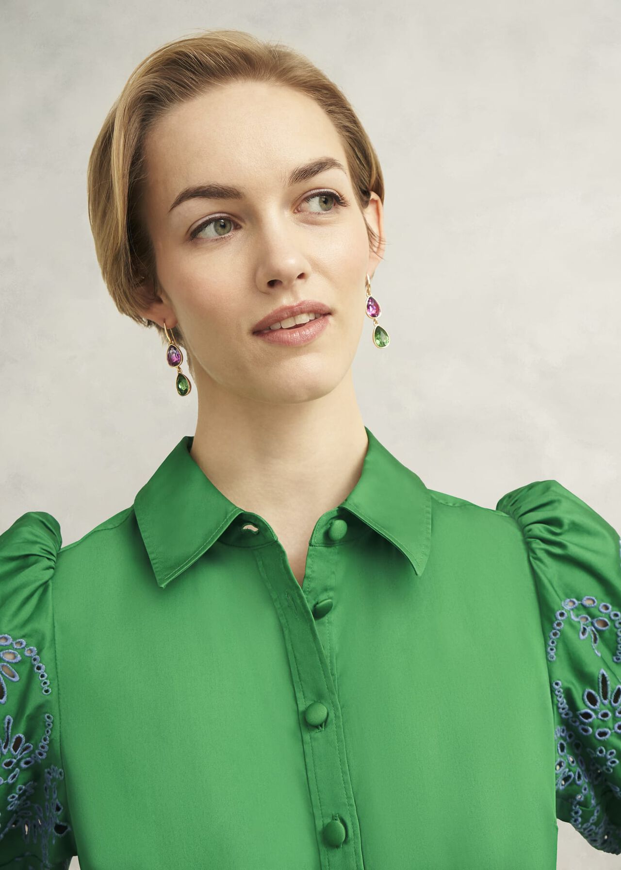 Rosette Broderie Dress, Cilantro Green, hi-res
