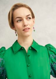 Rosette Broderie Dress, Cilantro Green, hi-res