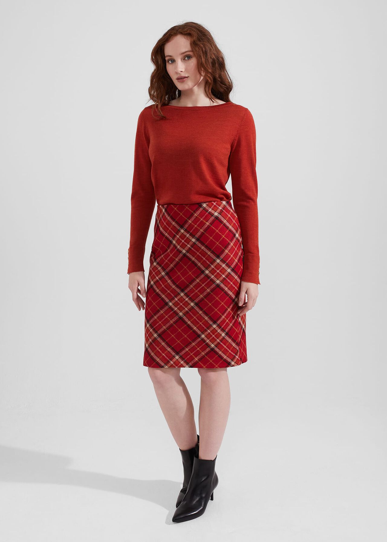 Daphne Wool Skirt, Red Multi, hi-res
