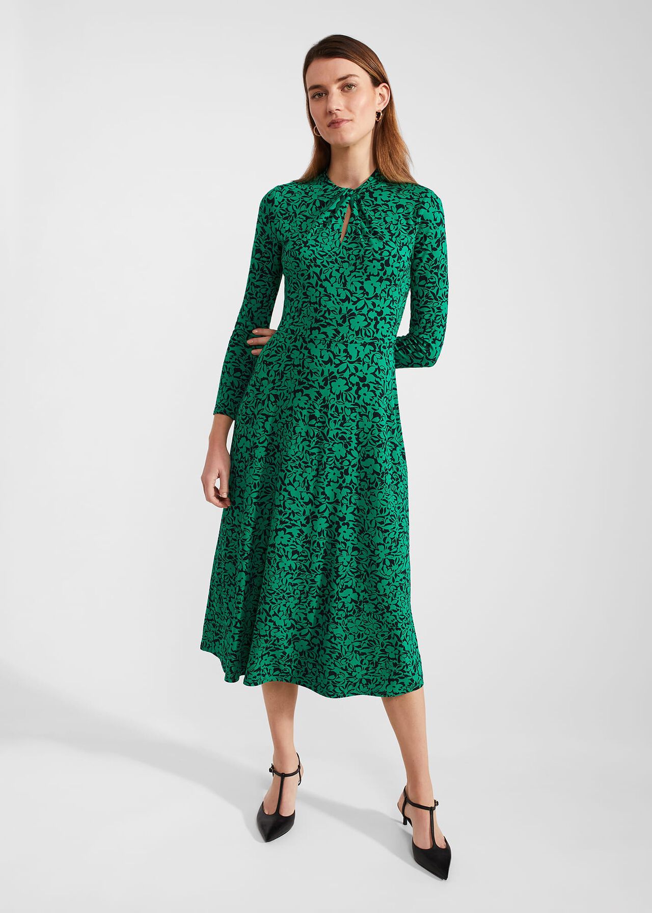 Petite Yasmin Jersey Dress, Green Navy, hi-res