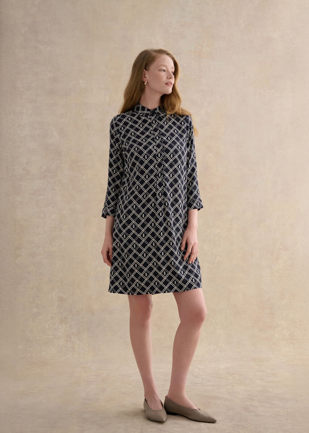 Marlena Dress, Navy Cream, hi-res
