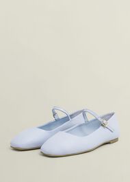 Leather Chrissy Mary Janes, Pale Blue, hi-res