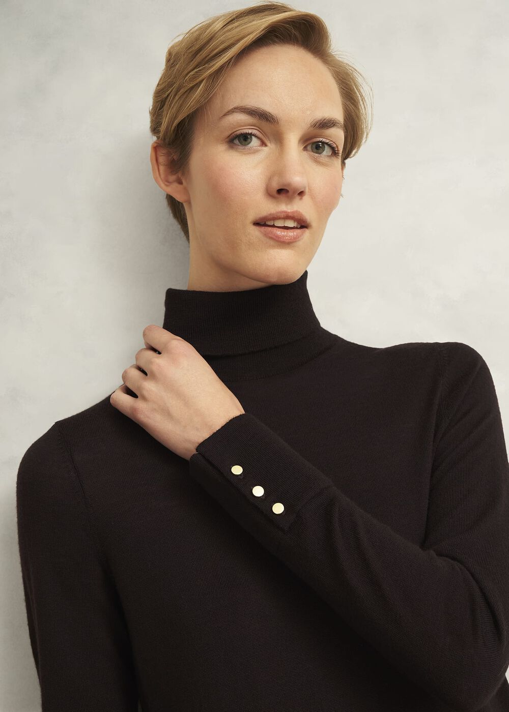 Lara Merino Rollneck Sweater, Alder Brown, hi-res