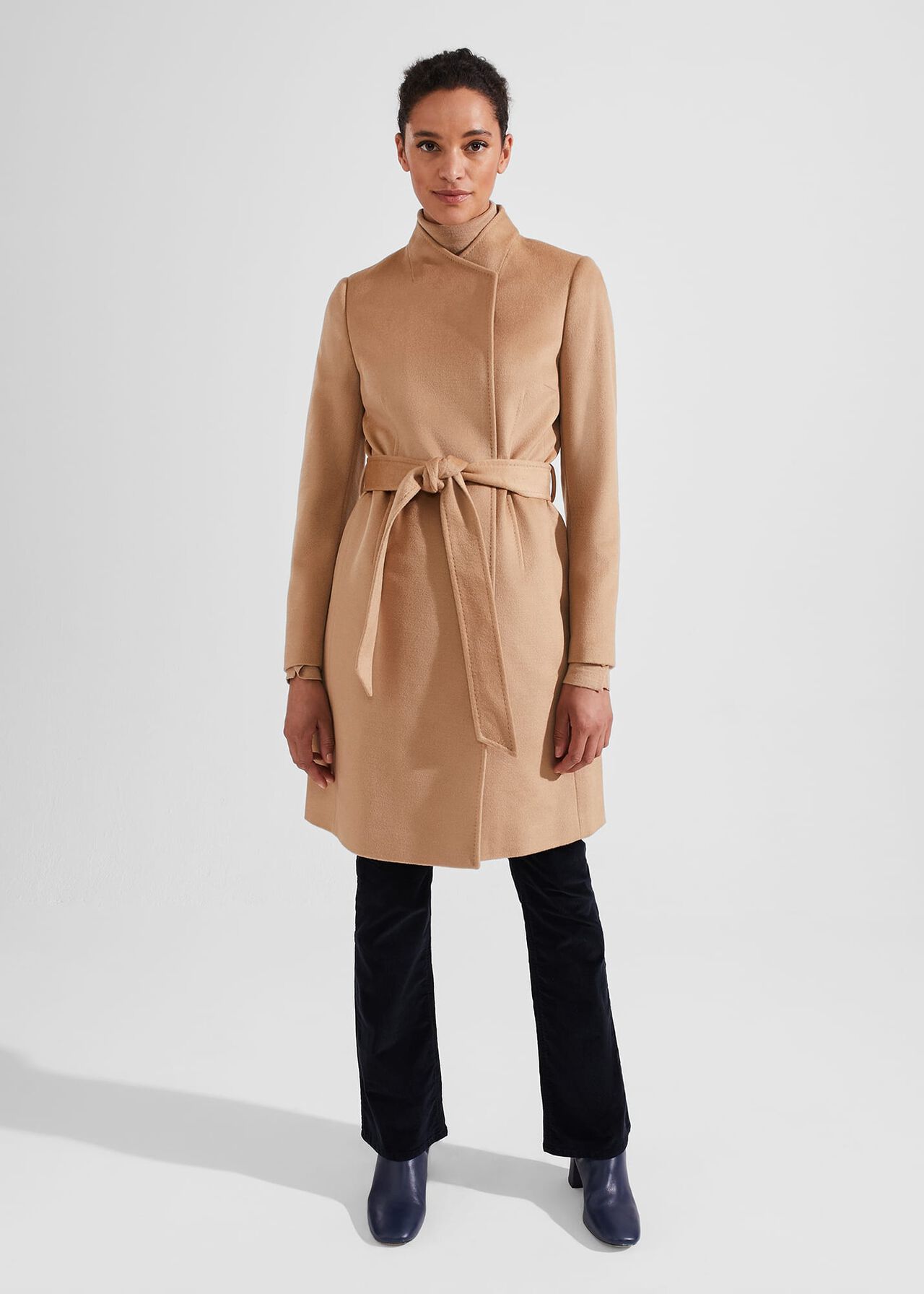 Ada Wool Wrap Coat, Camel, hi-res