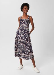 Lynley Linen Dress, Navy Multi, hi-res