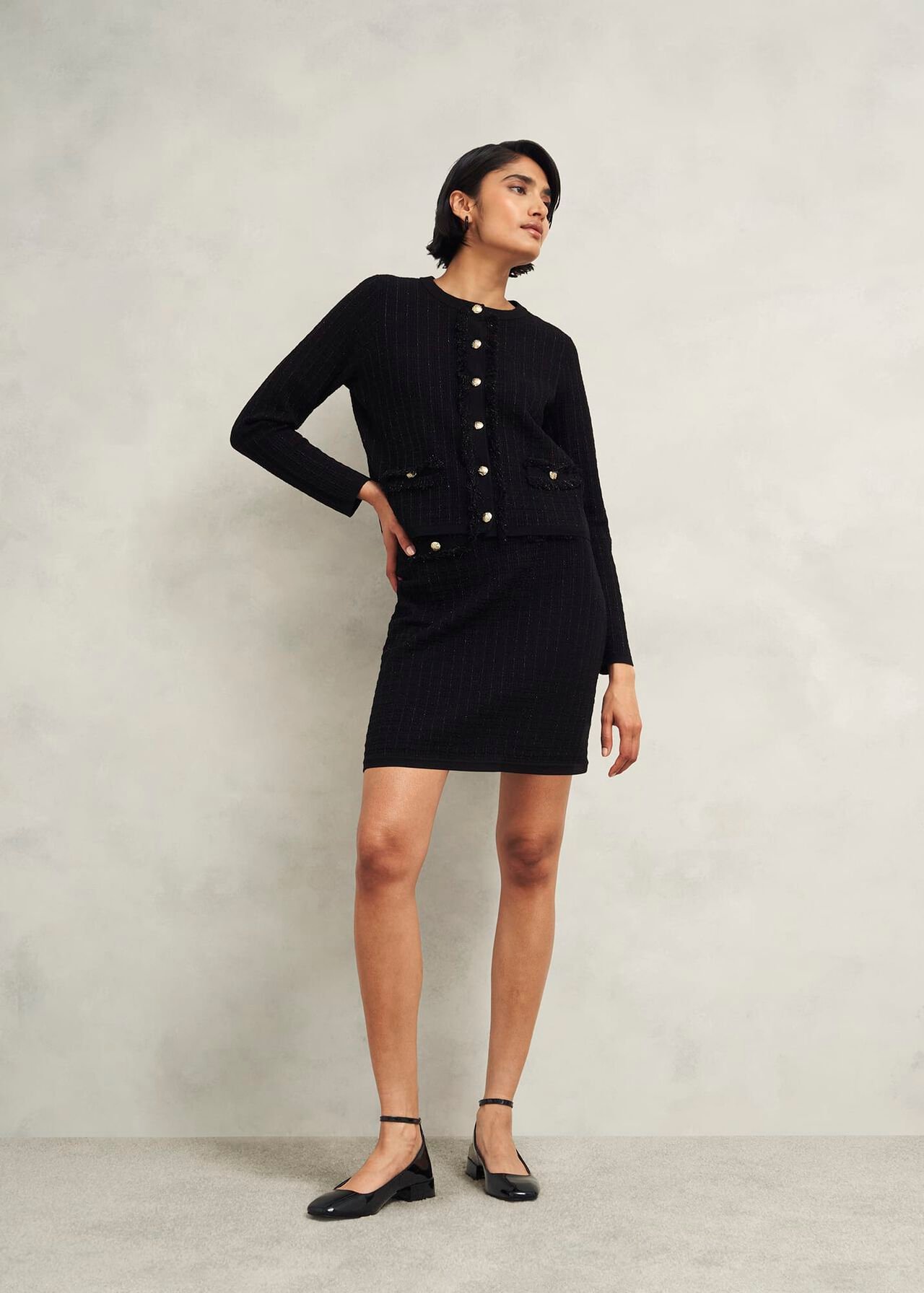 Sairey Knitted Jacket, Black, hi-res