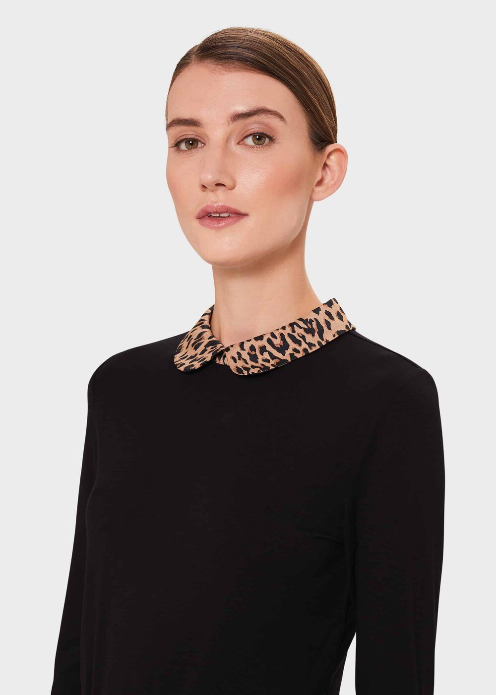 Sasha Animal Collar Top, Black, hi-res