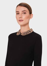 Sasha Animal Collar Top, Black, hi-res