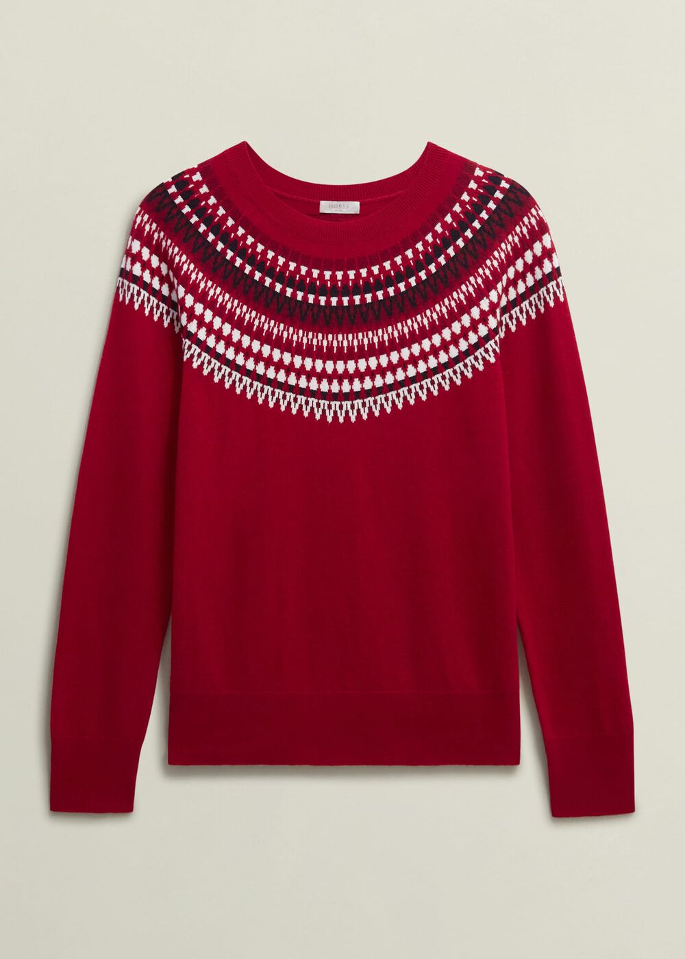 Greta Fairisle Jumper With Cashmere, Red Multi, hi-res