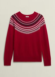 Greta Fairisle Jumper With Cashmere, Red Multi, hi-res