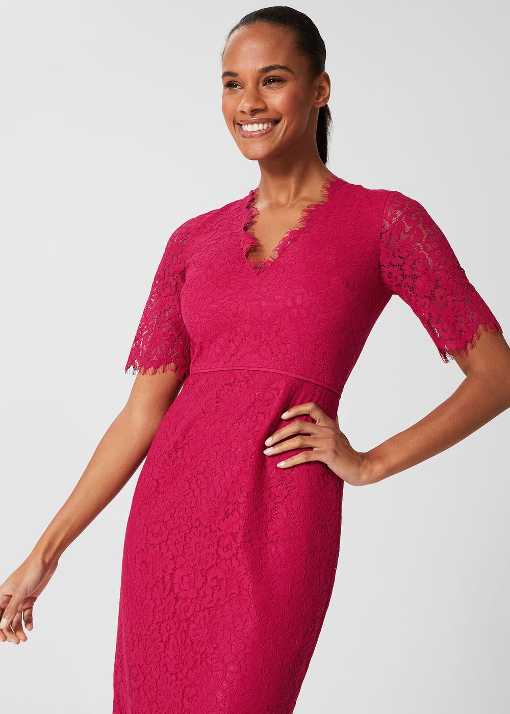 Anastasia Lace Shift Dress, Fuchsia Pink, hi-res