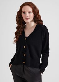 Karina Cashmere Cardigan, Black, hi-res