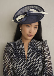 Bella Fascinator, Navy Ivory, hi-res