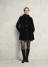Rue Faux Fur Coat, Black, hi-res