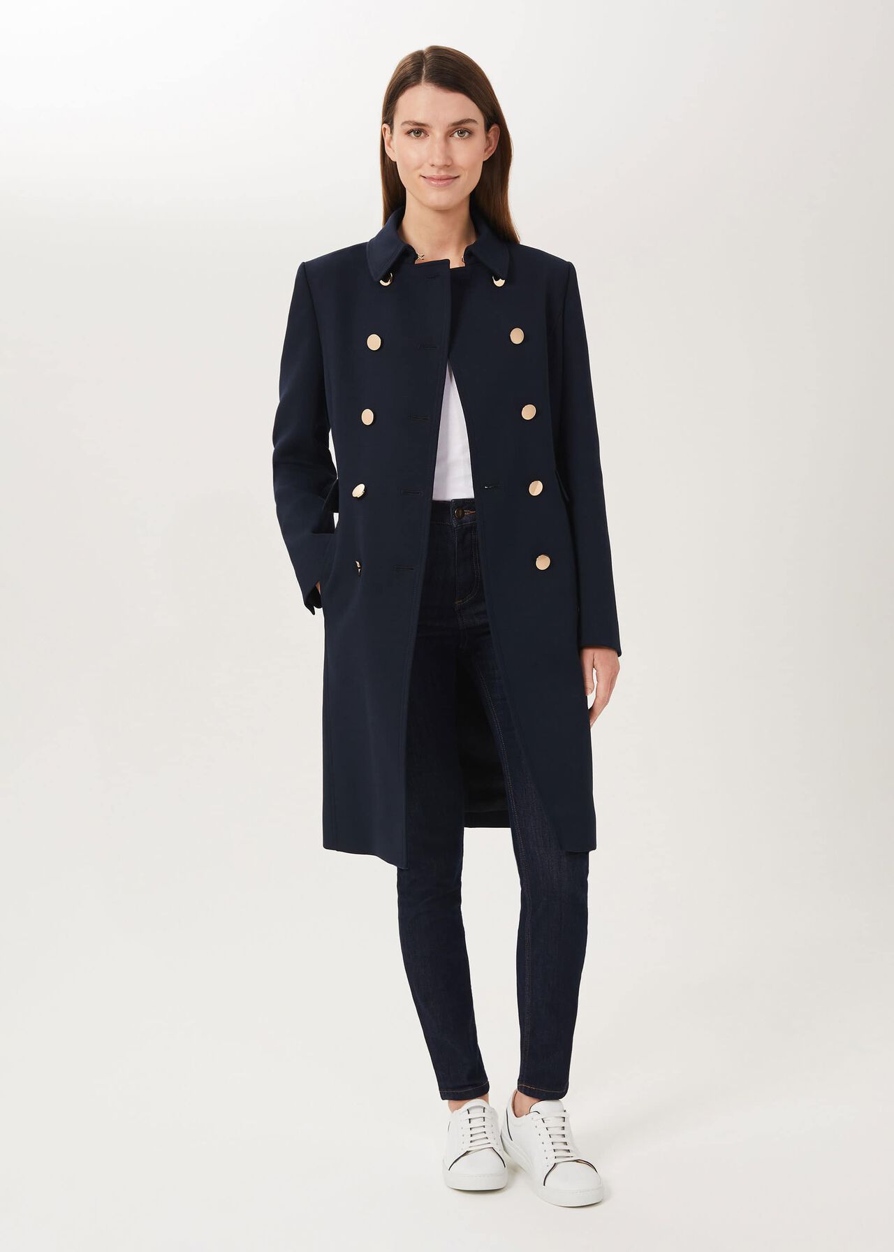 Cecelia Military Coat With Wool, Navy, hi-res
