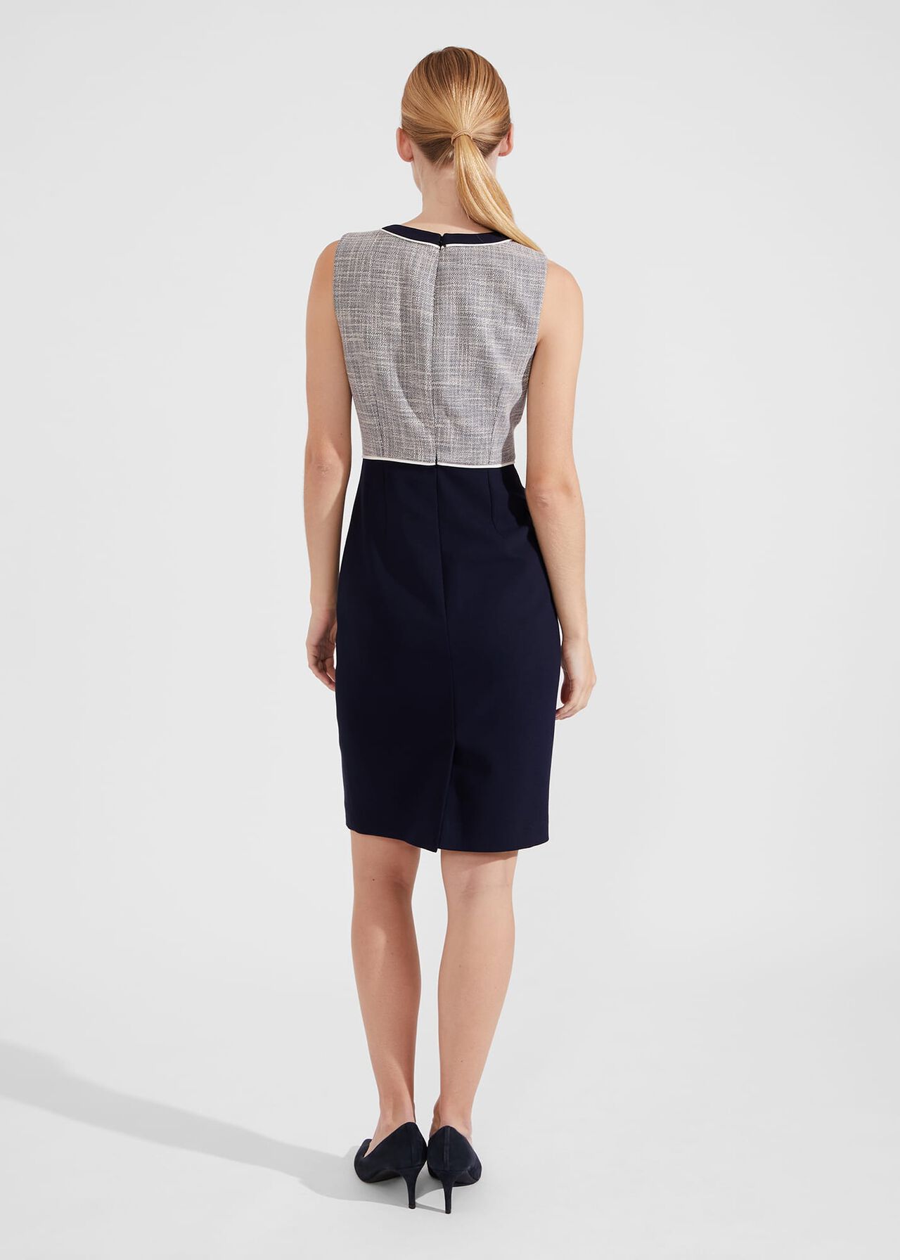 Petite Laurie Dress With Cotton, Navy Ivory, hi-res