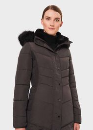 Petite Lettie Puffer Jacket With Hood, Dark Charcoal, hi-res