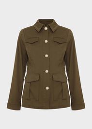 Farrah Cotton Blend Jacket, Olive Green, hi-res