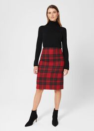 Daphne Wool Skirt, Red Black, hi-res