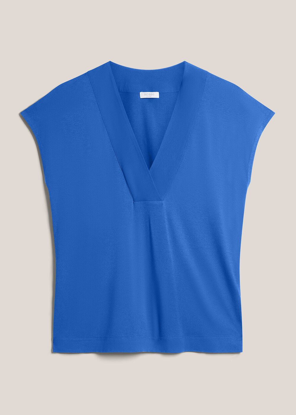 Jonie Printed V Neck Top, French Blue, hi-res