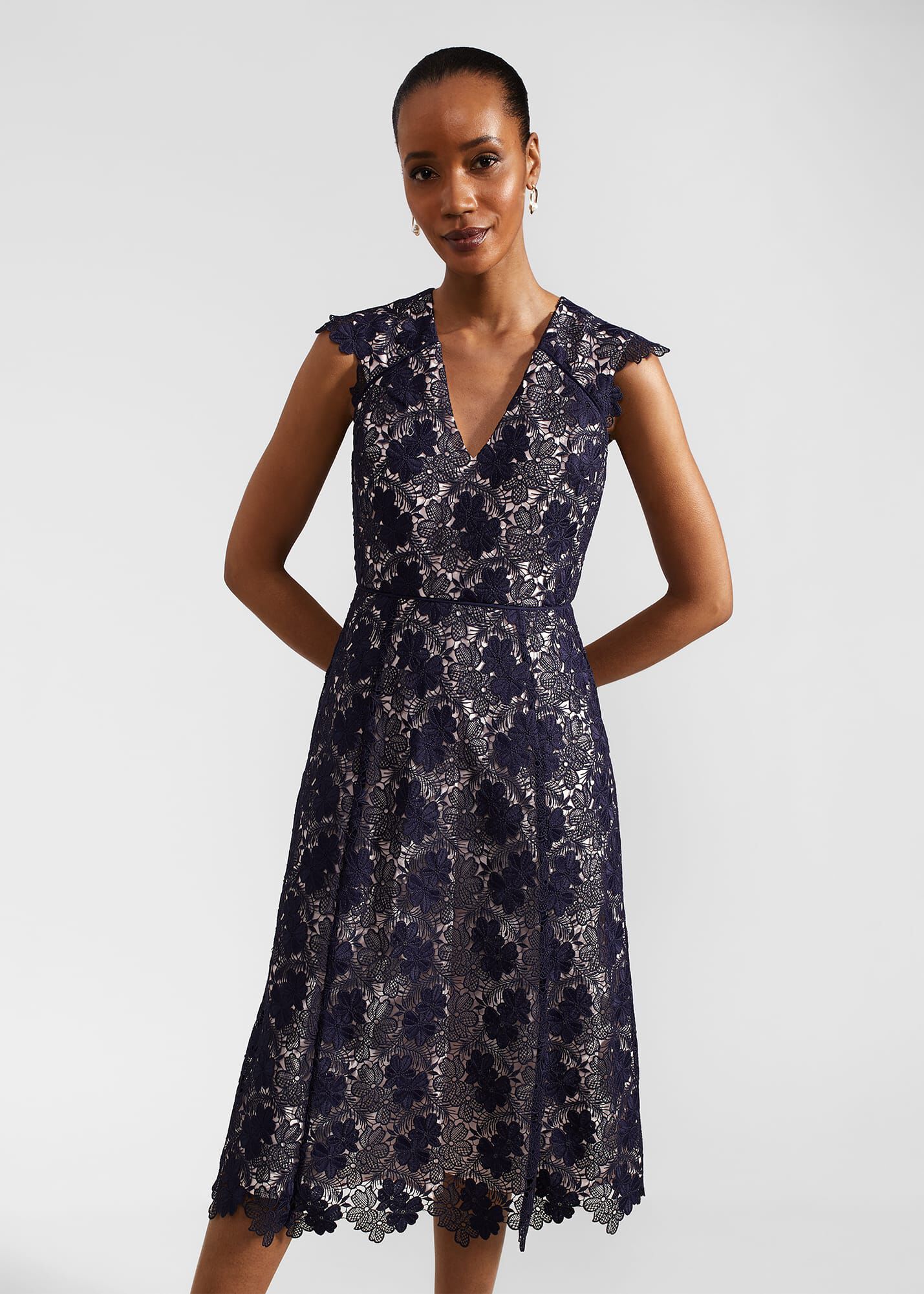 Hobbs blue lace dress online
