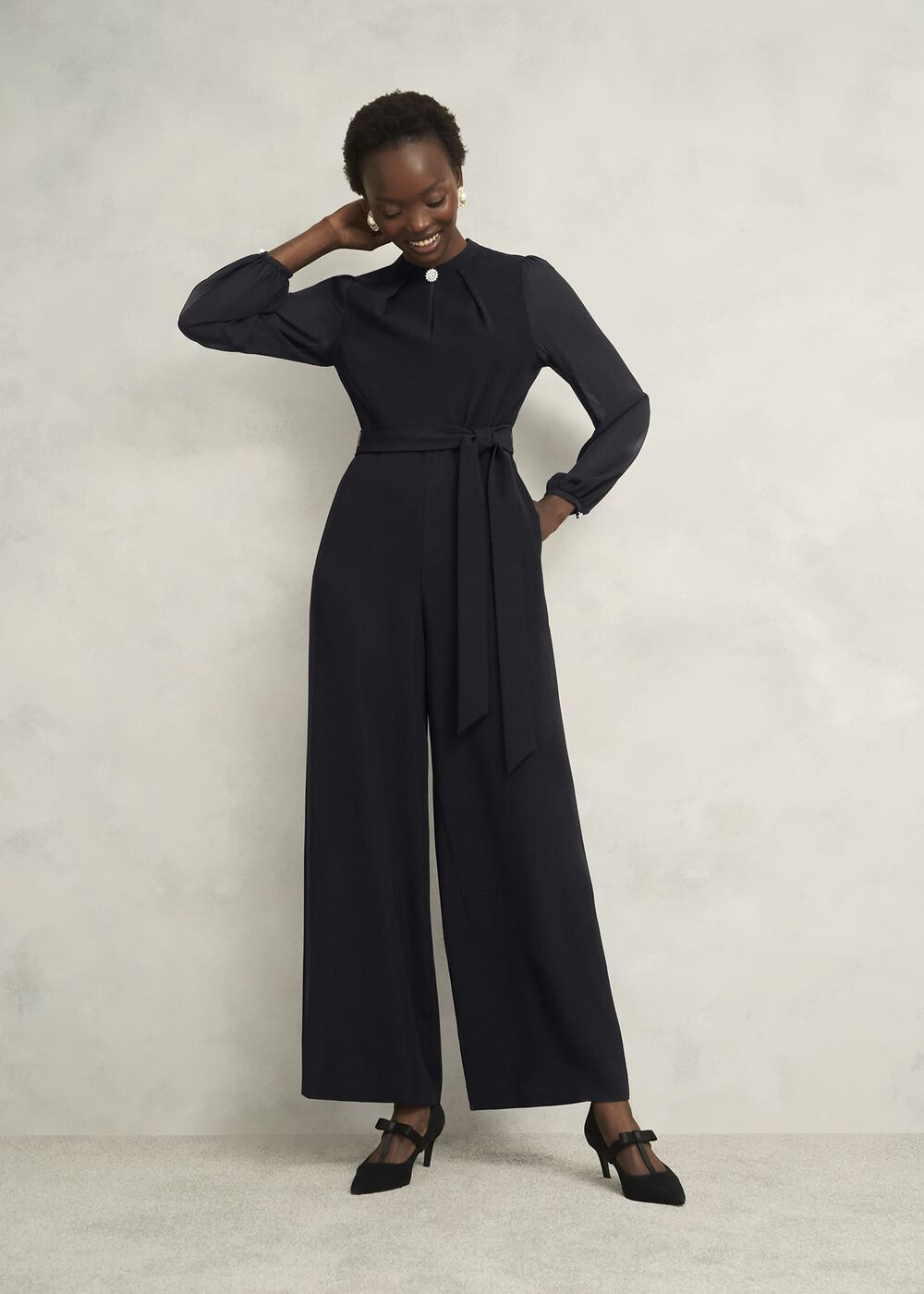 Rosamund Gem Detail Jumpsuit, Black, hi-res