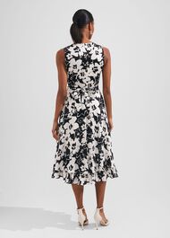 Viola Satin Fit And Flare Dress, Black Ivory, hi-res