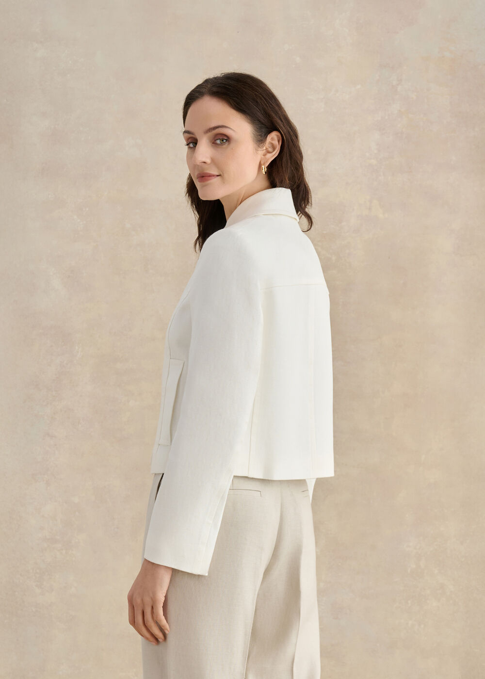 Adeen Linen Jacket, Ivory, hi-res
