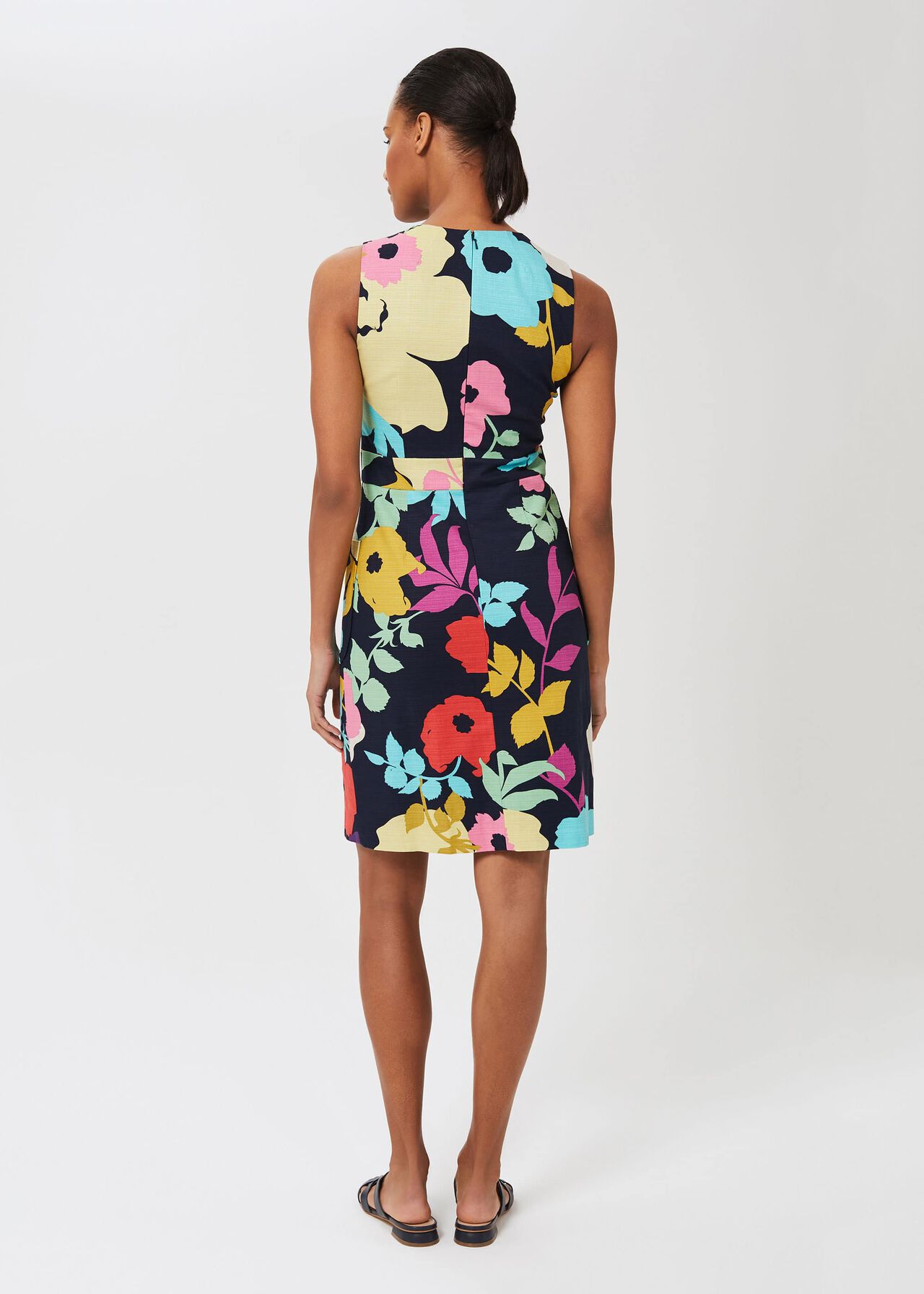 Allison Cotton Blend Floral Shift Dress, Navy Multi, hi-res
