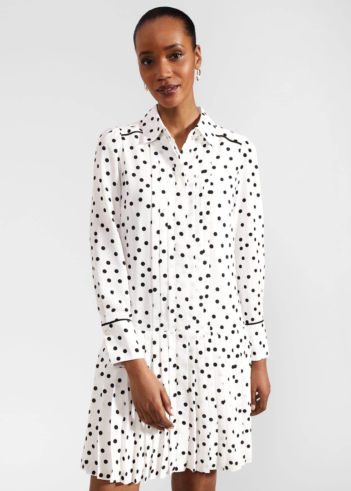 Francesca Spot Pleated Dress | Hobbs UK |