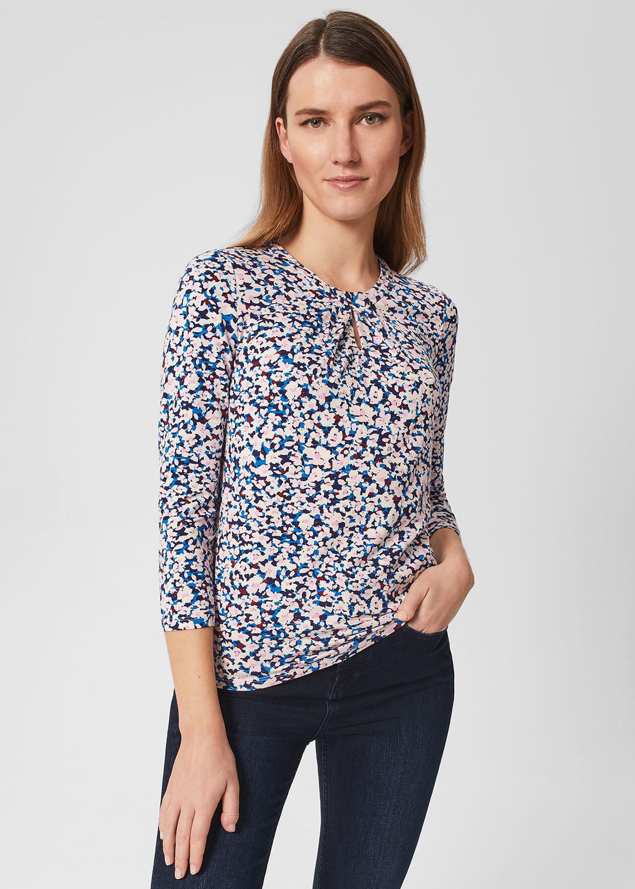 Julia Printed Top, Pink Multi, hi-res