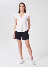 Avia Linen Embroidered Top, White, hi-res