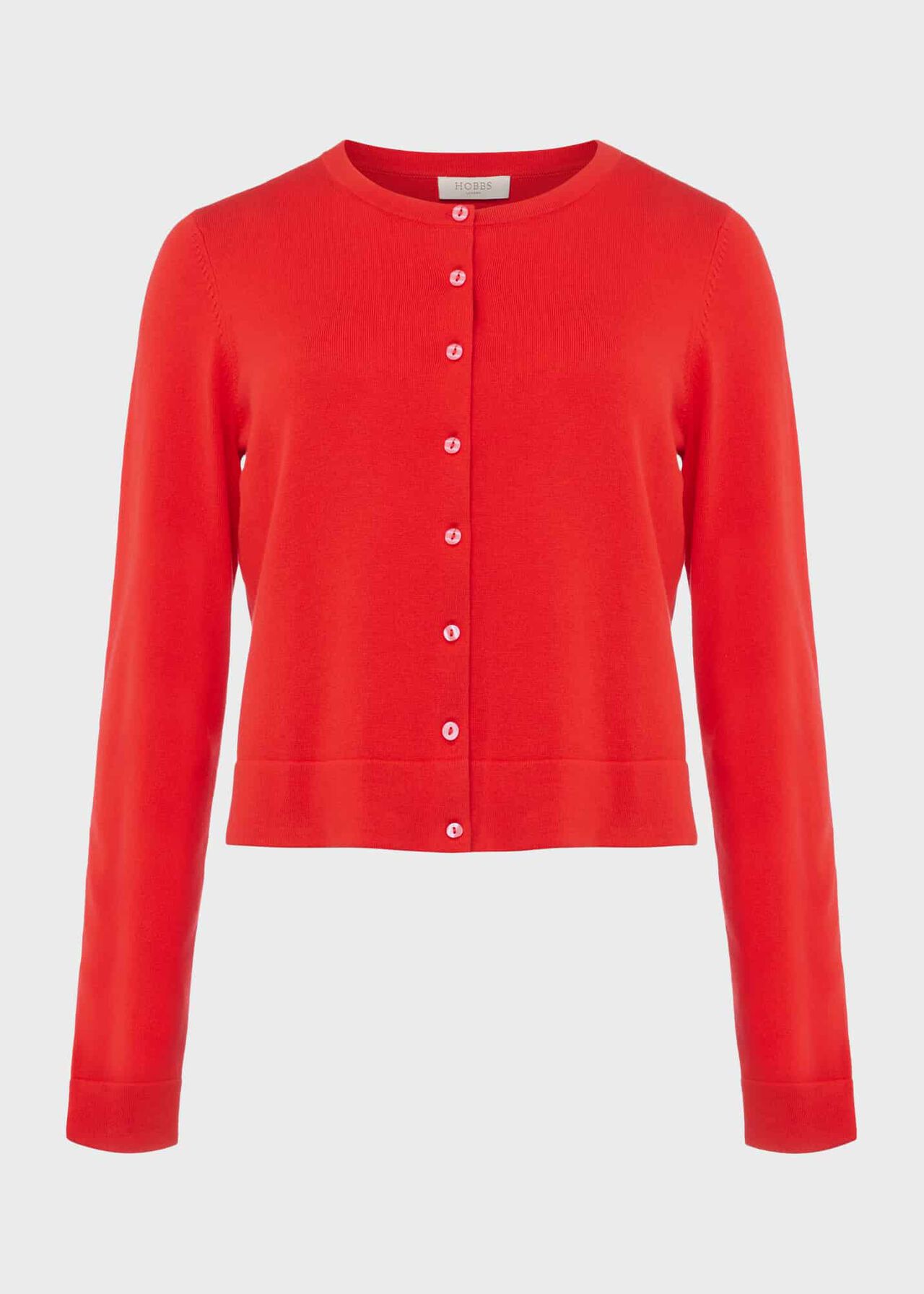 Michelle Cotton Cardigan, Coral Red, hi-res