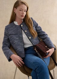 Aleena Tweed Blazer , Navy White, hi-res