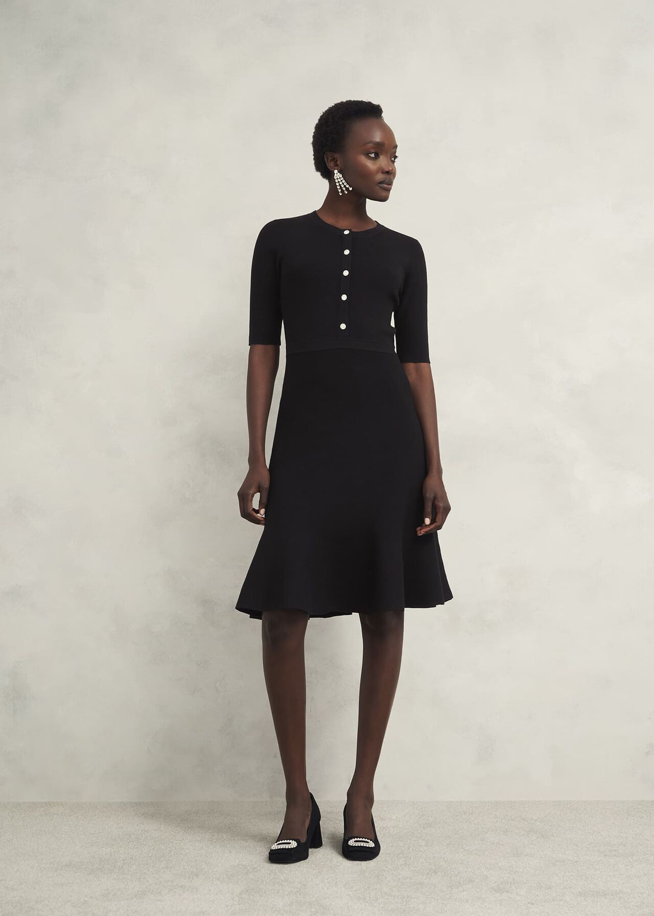 Cece Knitted Dress, Hobbs Black, hi-res