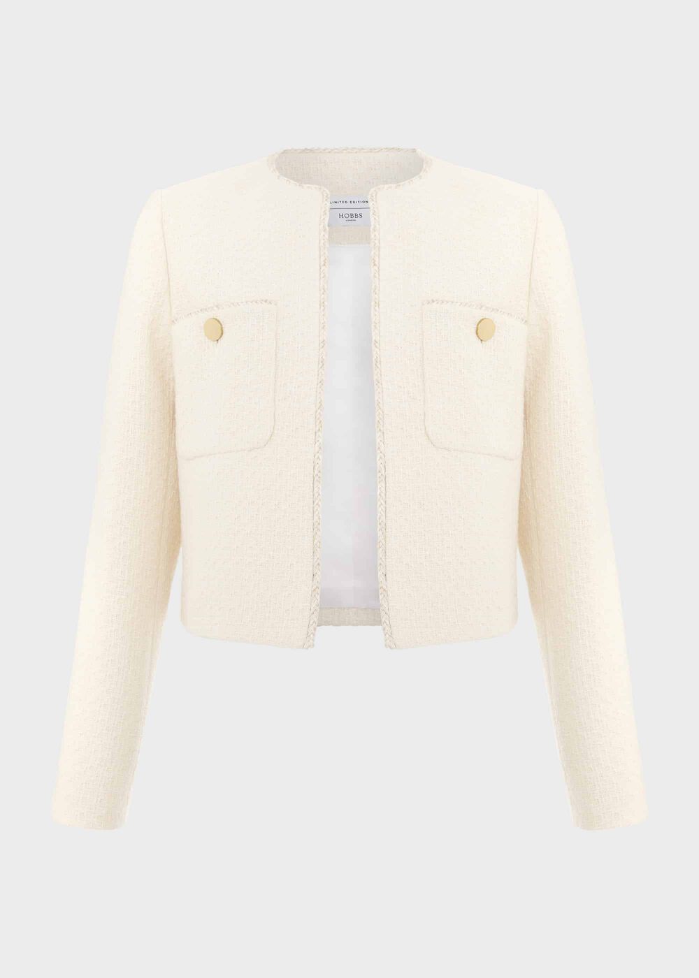 Draycott Cropped Jacket, Ivory, hi-res