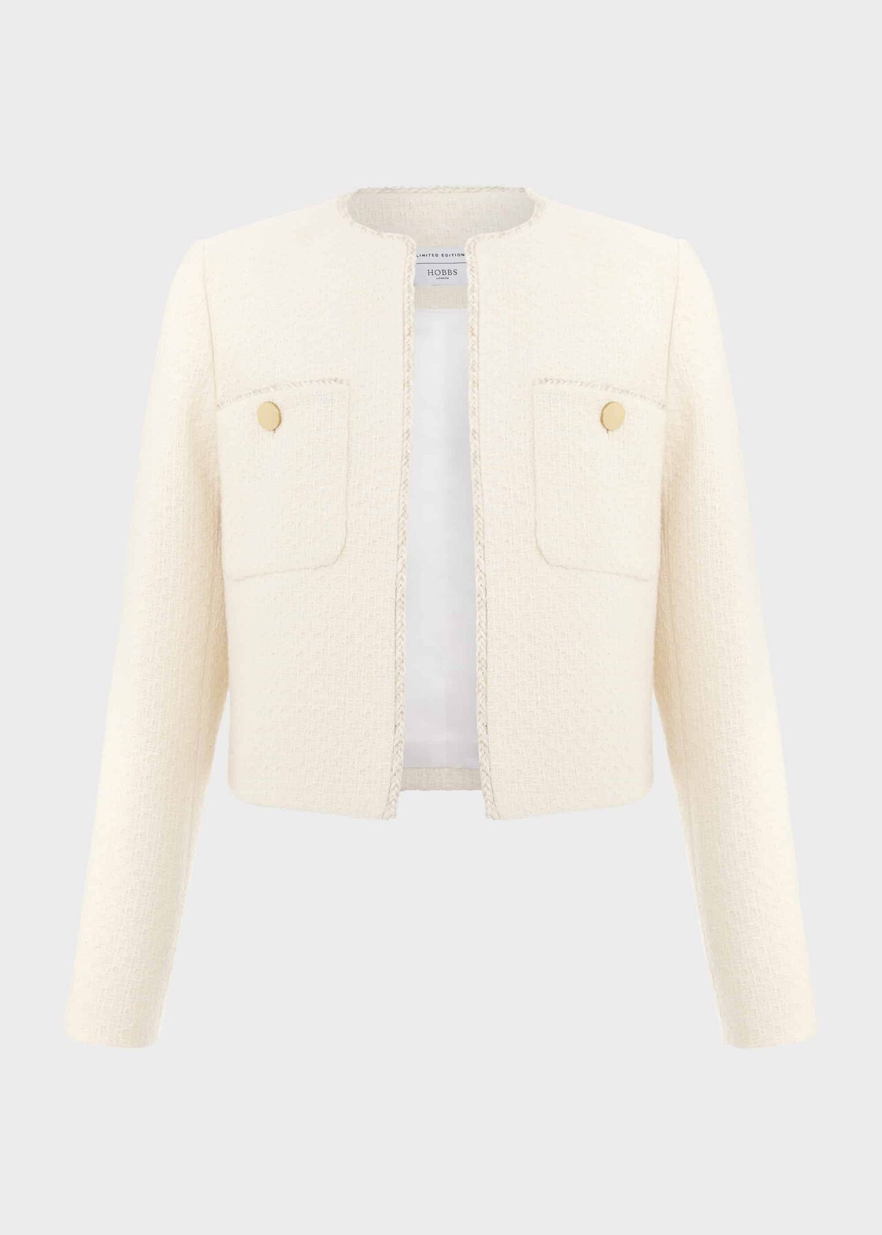 Draycott Cropped Jacket, Ivory, hi-res