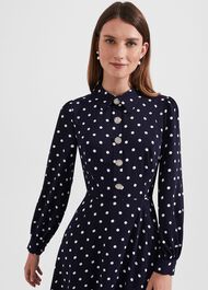Ayla Spot Fit And Flare Dress, Navy Ivory, hi-res