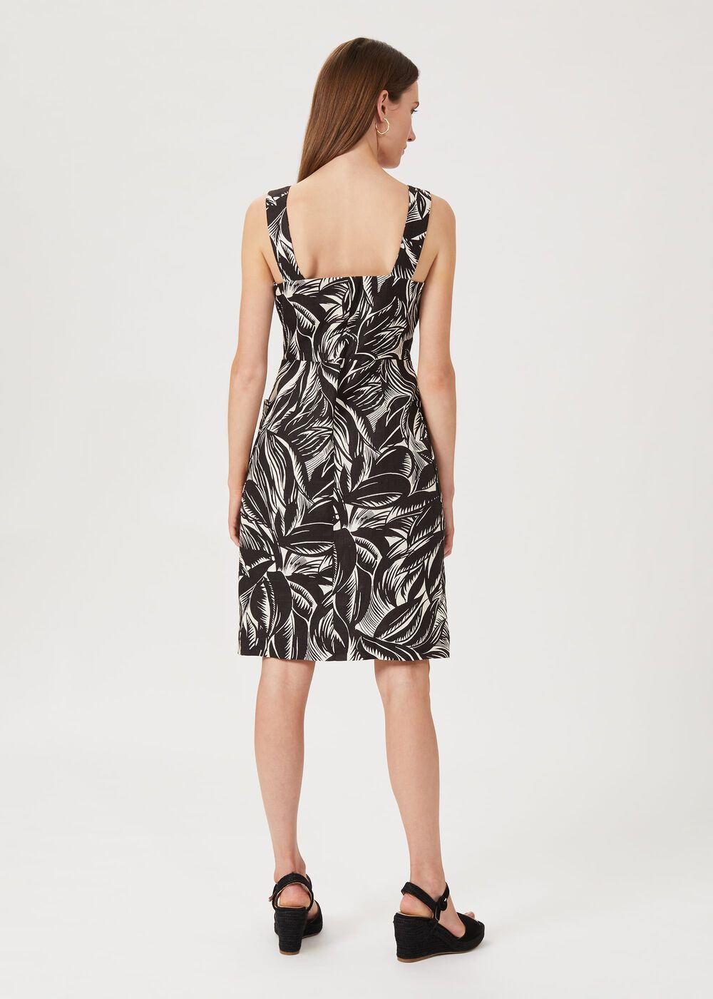 Harley Linen Printed Dress, Bark Ivory, hi-res
