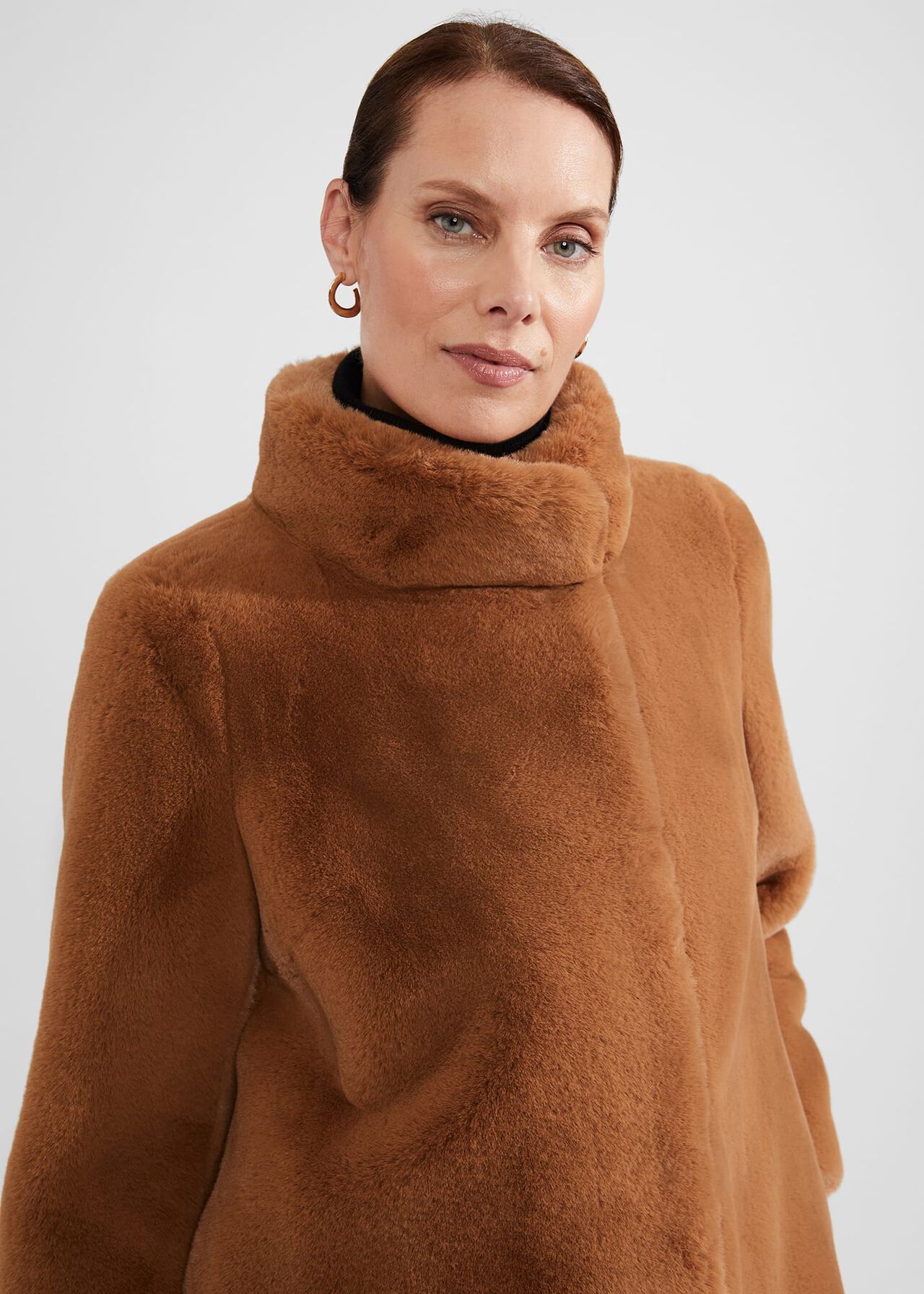 Maddox Faux Fur Coat, Camel, hi-res