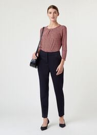 Petite Gael Wool Blend Trouser With Stretch, Navy, hi-res