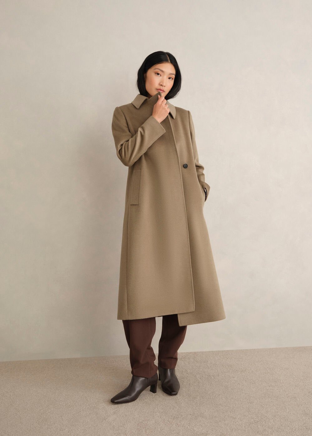 Petite Livia Wool Wrap Coat, Neutral, hi-res