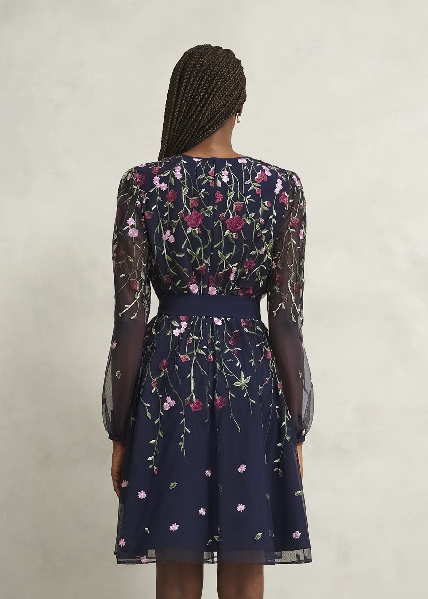 Emmy Embroidered Tie Mini Dress | Hobbs US |