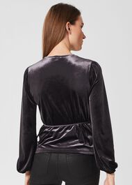 Livvy Velvet Wrap Top, Navy, hi-res
