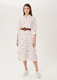 Leona Spot Midi Dress, Ivory Pecan, hi-res
