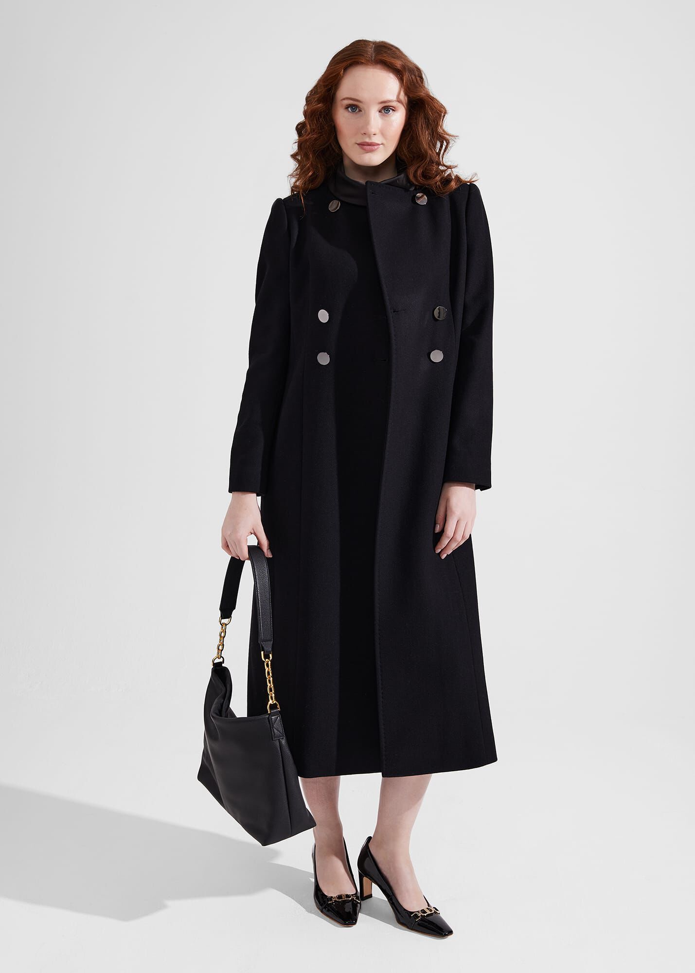 Hobbs black wool coat clearance